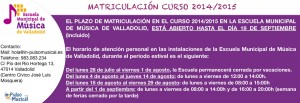 Matriculación EMMVA 2014-2015