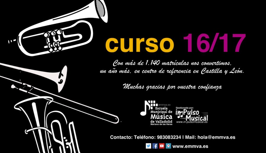 Datos Matrícula curso 16-17 Escuela Municipal de Música de Valladolid