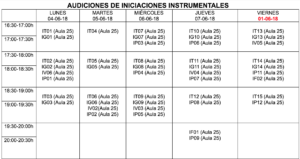 Audiciones fin de curso Iniciaciones Instrumentales